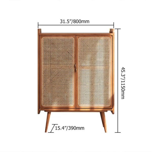 Modern Solid Wood and Rattan Shoe Cabinet - Image 8