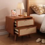Vida Solid Wood Rattan Nightstand - Image 3