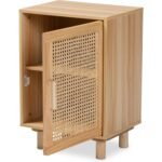 Meka Solid Wood Rattan Bedside Table - Image 4
