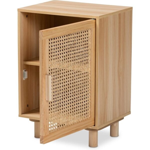 Meka Solid Wood Rattan Bedside Table - Image 4