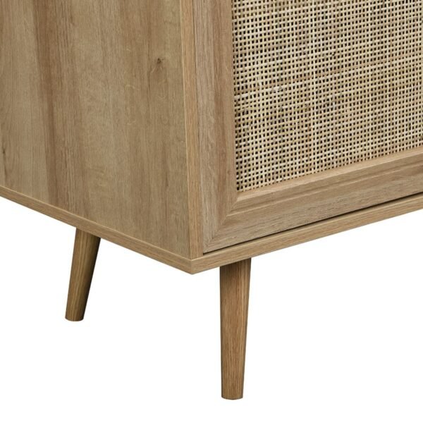 Classic Solid Wood Rattan 1-Door Cabinet - Image 7