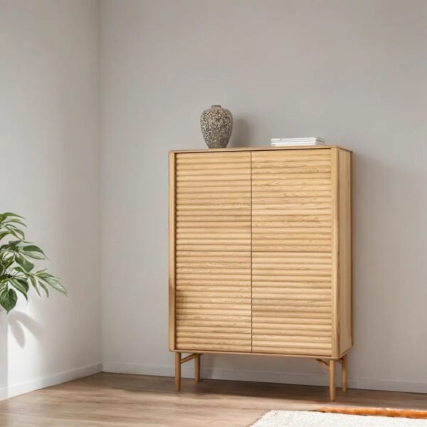 Java Solid Wood 4-Door Fluted Cabinet - Image 2