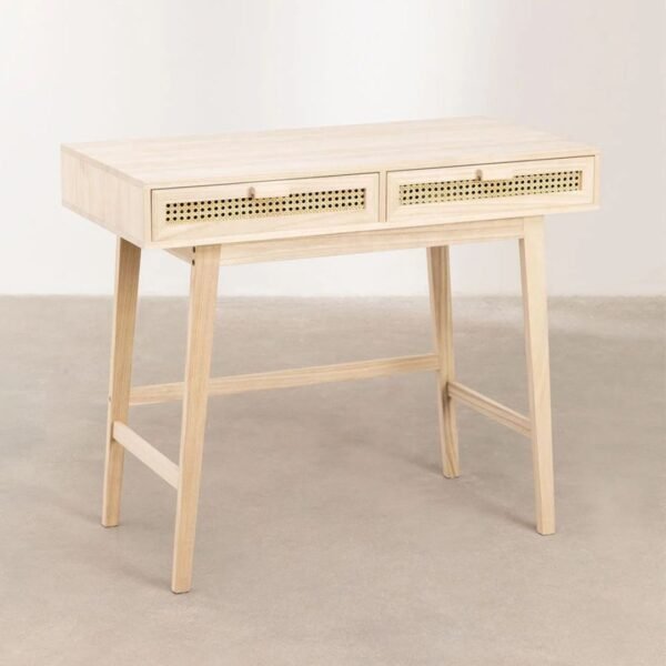 Rala Solid Wood Rattan Study Table - Image 3