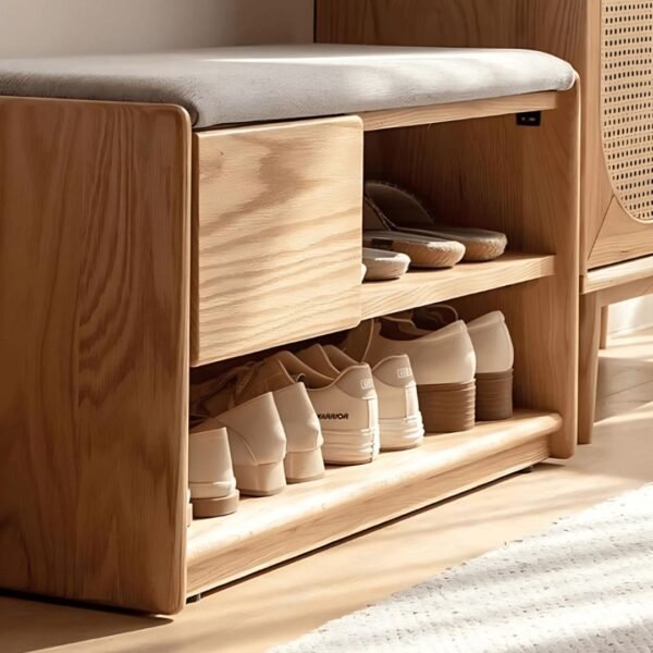 Akon Solid Wood Upholstered Shoe Cabinet - Image 3