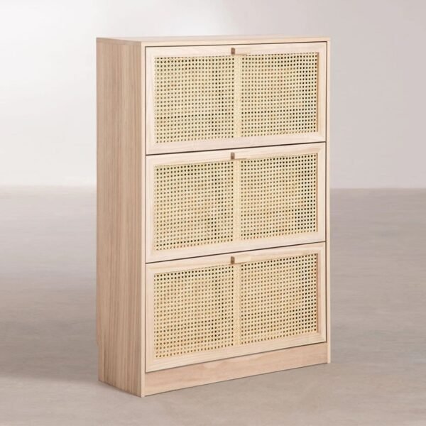 Emma Solid Wood Rattan Shoe Cabinet - Image 3