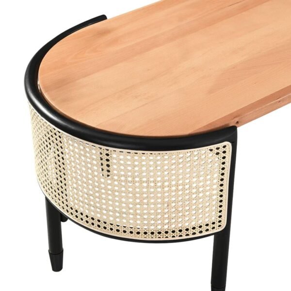 Cane Rattan Solid Wood Oval Coffee Table - Image 5