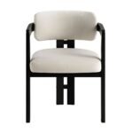 Curved Solid Wood Frame Upholstered Dining Chair - Image 2