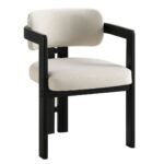 Curved Solid Wood Frame Upholstered Dining Chair - Image 3