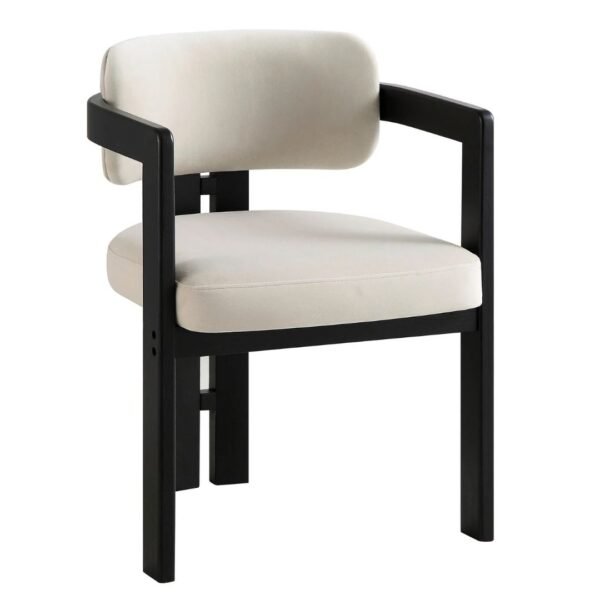Curved Solid Wood Frame Upholstered Dining Chair - Image 3