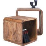 Keva Solid Wood Side Table Square Cubes Set of 2 - Image 4