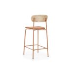 Pira Solid Wood Metal Upholstered Bar Chair - Image 3