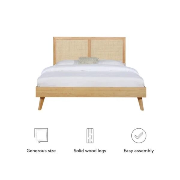 Vintage Solid Wood Rattan King & Queen Size Bed - Image 6