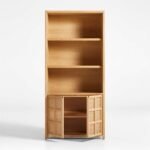 Trident Solid Wood Rattan Storage Bookcase - Image 4
