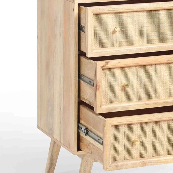 Kaza Solid Wood & Rattan Chest of 3 Drawer - Image 5