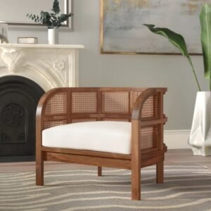 Neni Solid Wood and Rattan Lounge Chair