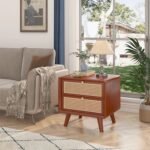 Vida Solid Wood Rattan Nightstand - Image 4
