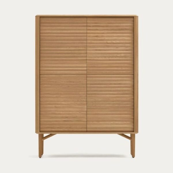 Java Solid Wood 4-Door Fluted Cabinet - Image 4