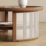 Olan Solid Wood Rattan Round Coffee Table - Image 4