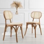 Kaya Set of 2 Cane Rattan and Upholstered Dining Chairs