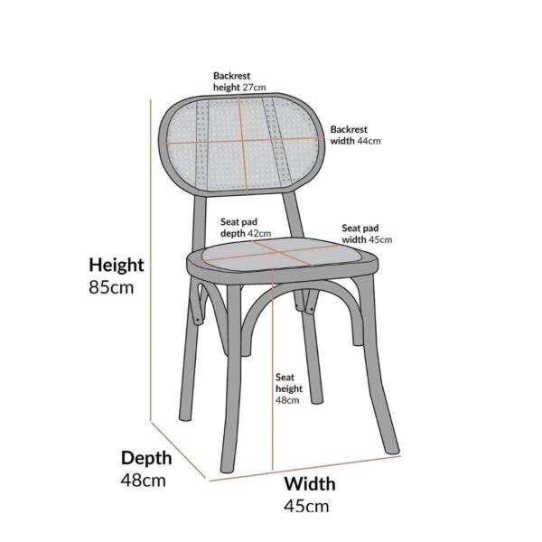 Kaya Set of 2 Cane Rattan and Upholstered Dining Chairs - Image 7