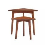 Teka Solid Wood Triangular Side Tables Set of 2 - Image 5
