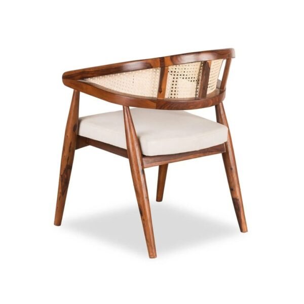 Kana Solid Wood Rattan Cane Dining Chair with Cushion - Image 3