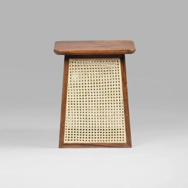 Crest Solid Wood Rattan Side Table - Image 3