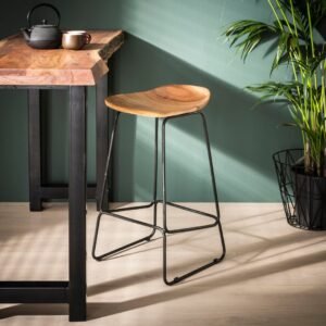 Fila Classic Solid Wood Metal Bar Stool