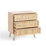 Kaza Solid Wood & Rattan Chest of 3 Drawer - Image 4