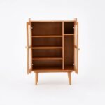 Modern Solid Wood and Rattan Shoe Cabinet - Image 3