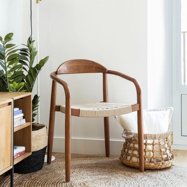 Nida Solid Wood and Jute Dining Chair - Image 1