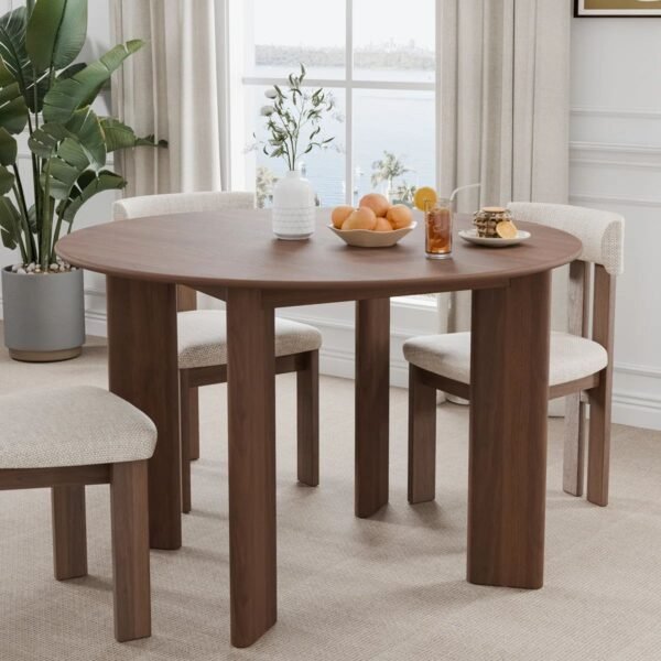 Geto Solid Wood Round 4-Seater Dining Table - Image 1