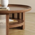 Olan Solid Wood Rattan Round Coffee Table - Image 5