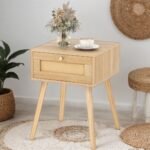 Dasa Solid Wood and Rattan Bedside Table
