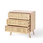 Kaza Solid Wood & Rattan Chest of 3 Drawer - Image 6