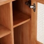 Modern Solid Wood and Rattan Shoe Cabinet - Image 5