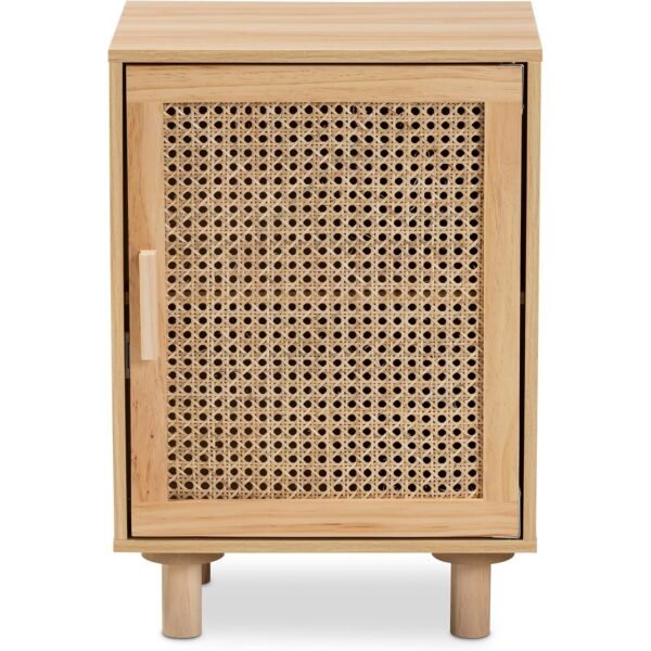 Meka Solid Wood Rattan Bedside Table - Image 3
