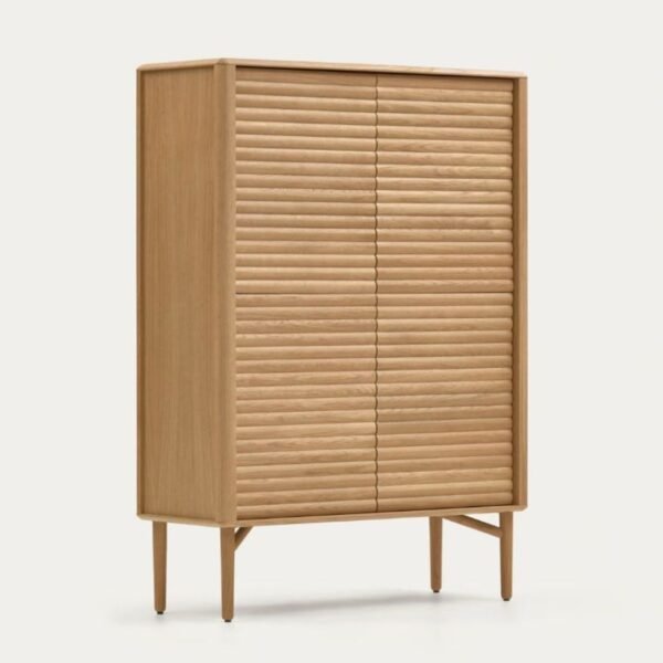 Java Solid Wood 4-Door Fluted Cabinet - Image 3
