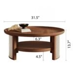 Olan Solid Wood Rattan Round Coffee Table - Image 6
