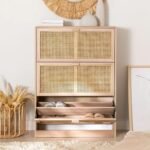 Emma Solid Wood Rattan Shoe Cabinet - Image 2