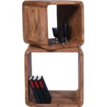 Keva Solid Wood Side Table Square Cubes Set of 2 - Image 5