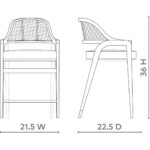 Zomo Solid Wood Rattan Counter Chair - Image 7