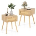 Dasa Solid Wood and Rattan Bedside Table - Image 4