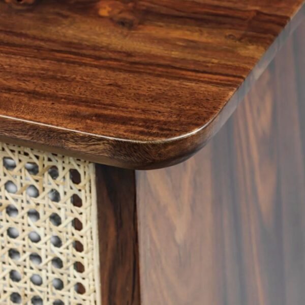 Crest Solid Wood Rattan Side Table - Image 6