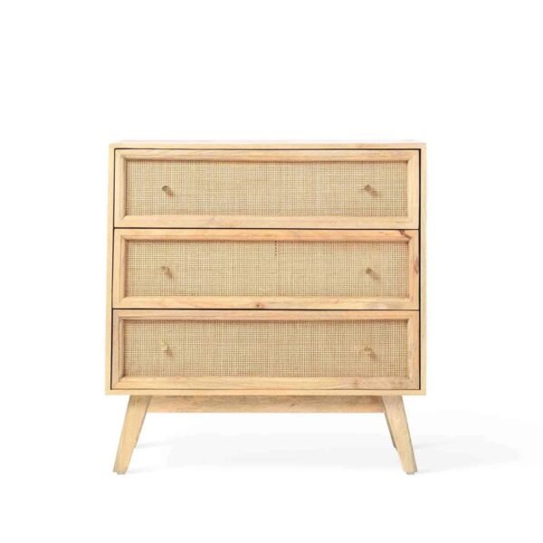 Kaza Solid Wood & Rattan Chest of 3 Drawer - Image 3