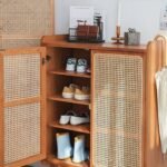 Modern Solid Wood and Rattan Shoe Cabinet - Image 4