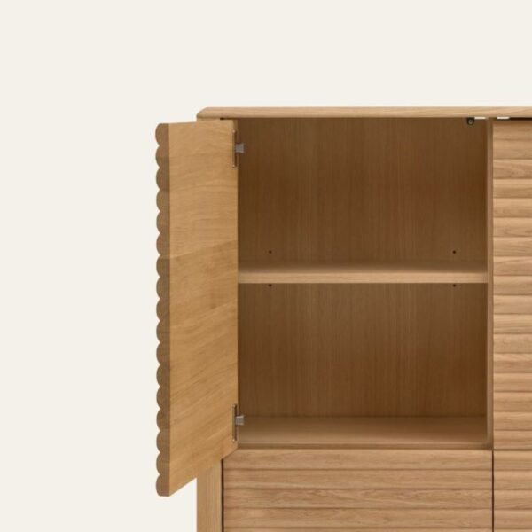 Java Solid Wood 4-Door Fluted Cabinet - Image 7