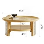 Olan Solid Wood Rattan Round Coffee Table - Image 7