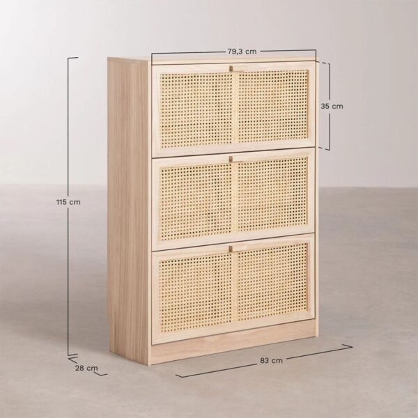 Emma Solid Wood Rattan Shoe Cabinet - Image 9