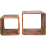 Keva Solid Wood Side Table Square Cubes Set of 2 - Image 7